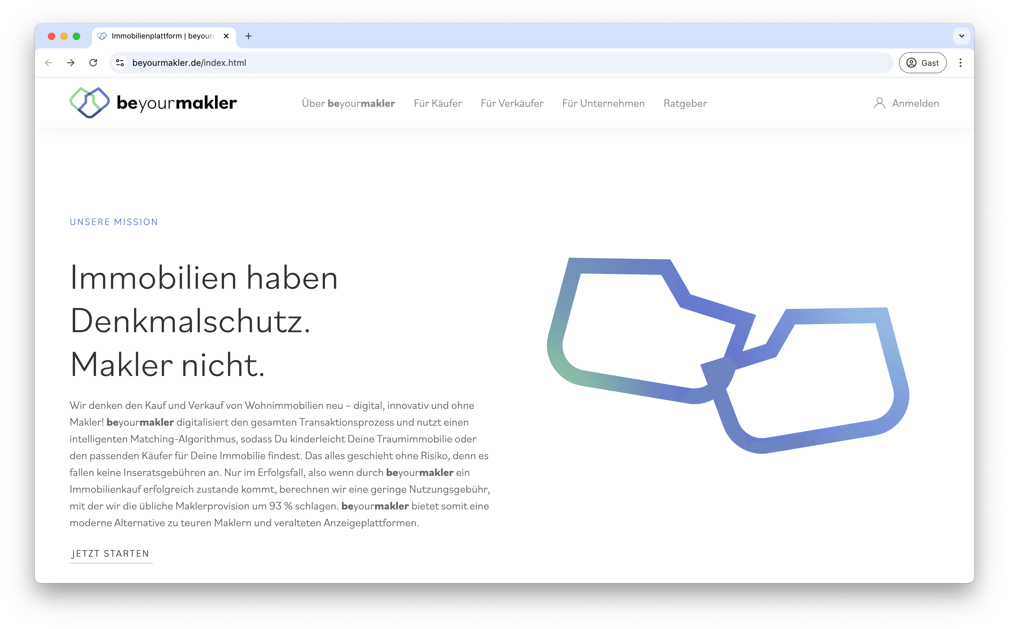 Startseite der Immobilienplattform "Be your Makler"